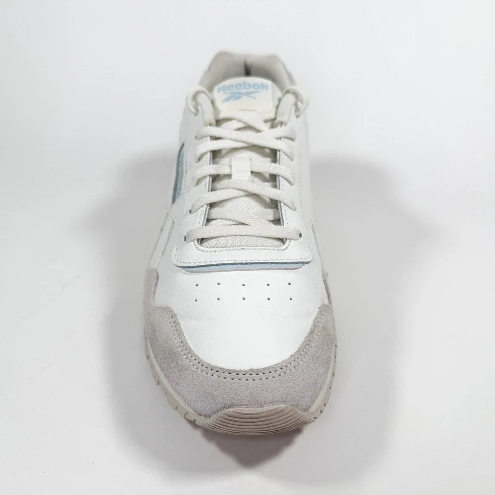 Reebok Classic Leather White Blue Sneakers Mens‎ 9.5 Casual Retro Shoes
